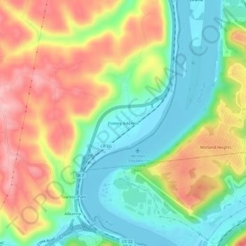 Pottery Addition topographic map, elevation, terrain