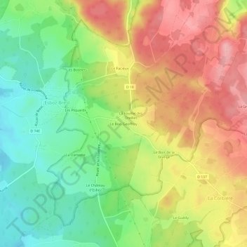 Le Bois Geoffroy topographic map, elevation, terrain