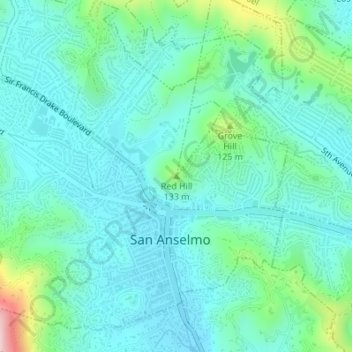 Red Hill topographic map, elevation, terrain