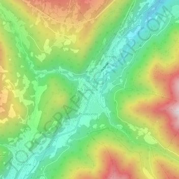Bondo topographic map, elevation, terrain