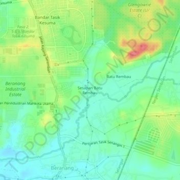 Sesapan Batu Rembau topographic map, elevation, terrain