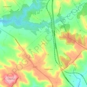 Pilou topographic map, elevation, terrain