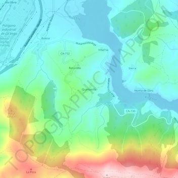 Quintanilla topographic map, elevation, terrain