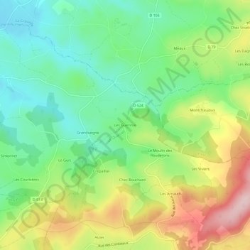 Les Guerinas topographic map, elevation, terrain