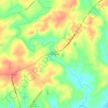 Turnersburg topographic map, elevation, terrain