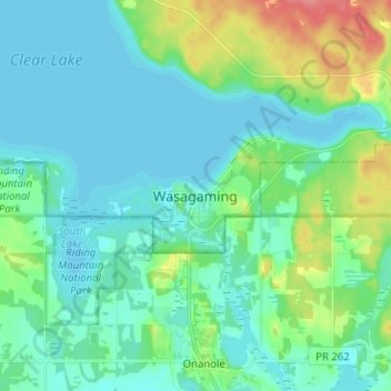 Wasagaming topographic map, elevation, terrain