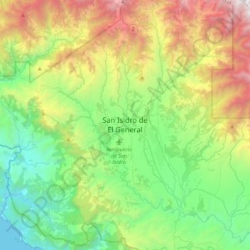 San Isidro de El General topographic map, elevation, terrain