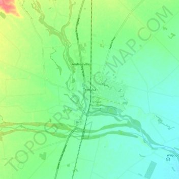 Temuka topographic map, elevation, terrain