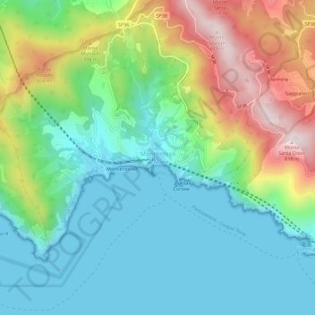 Monterosso al Mare topographic map, elevation, terrain