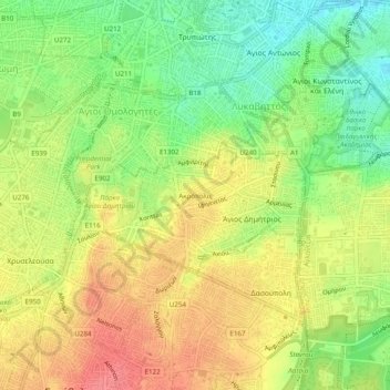 Acropolis topographic map, elevation, terrain