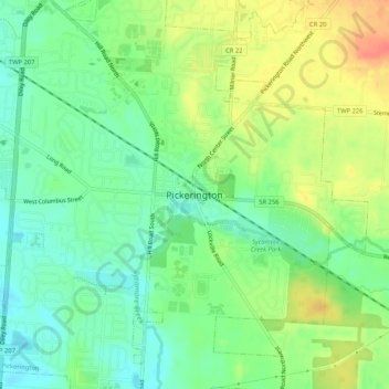 Pickerington topographic map, elevation, terrain