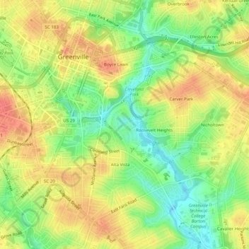 Cleveland Forest topographic map, elevation, terrain