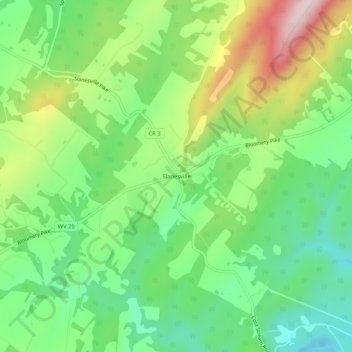Slanesville topographic map, elevation, terrain