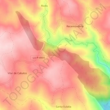 Coto de Ceduras topographic map, elevation, terrain