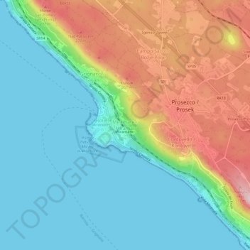 Miramare / Miramar topographic map, elevation, terrain