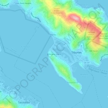 Belvedere Island topographic map, elevation, terrain