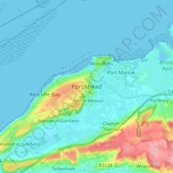 Portishead topographic map, elevation, terrain