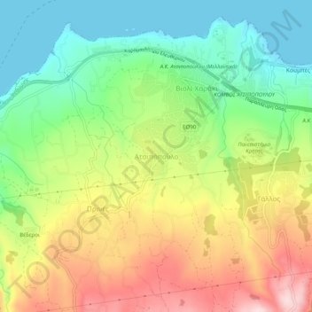 Atsipopoulo topographic map, elevation, terrain