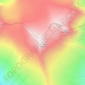 Charity Peak topographic map, elevation, terrain
