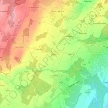 Mocken topographic map, elevation, terrain