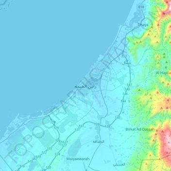 Ras Al Khaimah topographic map, elevation, terrain