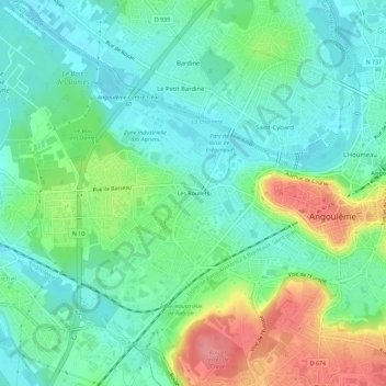 Les Roullets topographic map, elevation, terrain