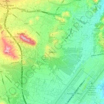 Spata topographic map, elevation, terrain