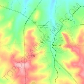 Reitz topographic map, elevation, terrain