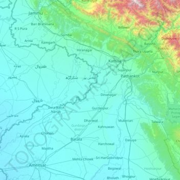 Gurdaspur topographic map, elevation, terrain