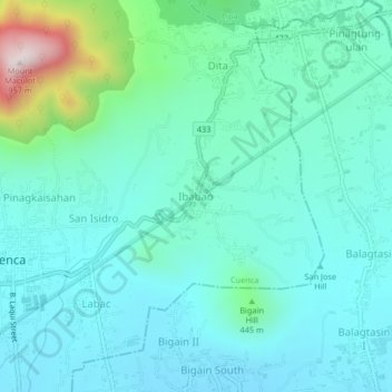 Ibabao topographic map, elevation, terrain
