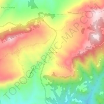 Hacıyakup topographic map, elevation, terrain