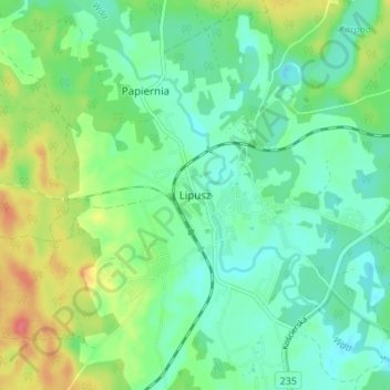 Lipusz topographic map, elevation, terrain