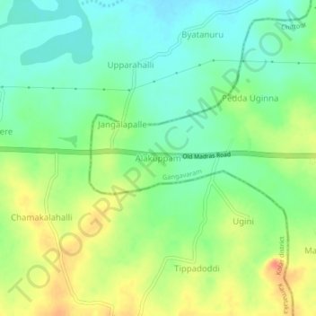 Alakuppam topographic map, elevation, terrain