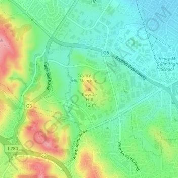 Coyote Hill topographic map, elevation, terrain
