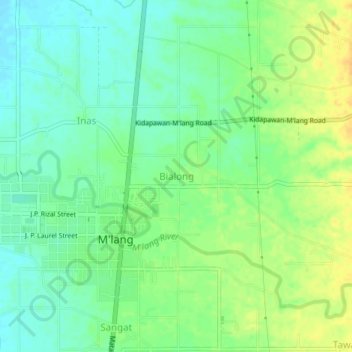 Bialong topographic map, elevation, terrain