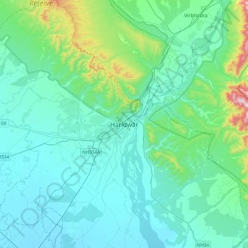Haridwar topographic map, elevation, terrain