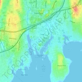 South End topographic map, elevation, terrain
