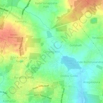 Chikkagubbi topographic map, elevation, terrain