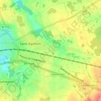 Hent Meur topographic map, elevation, terrain