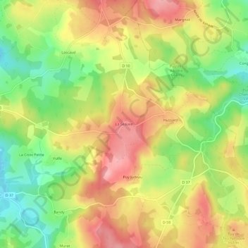 La Seauve topographic map, elevation, terrain