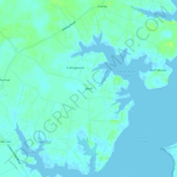 Abell topographic map, elevation, terrain