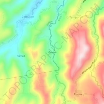 Gumay topographic map, elevation, terrain