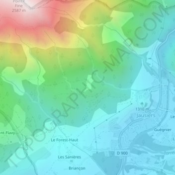 Chanenc topographic map, elevation, terrain