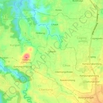 Cihowe topographic map, elevation, terrain