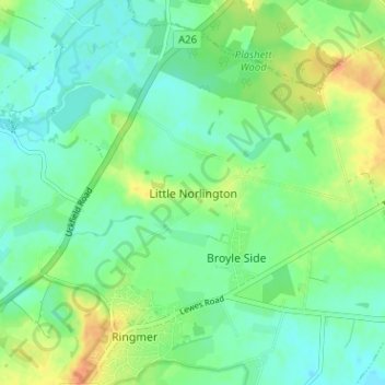 Little Norlington topographic map, elevation, terrain