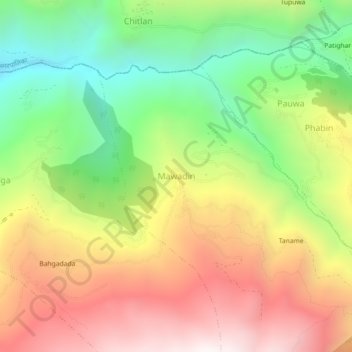 Mawadin topographic map, elevation, terrain