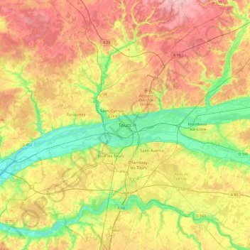 Tours topographic map, elevation, terrain