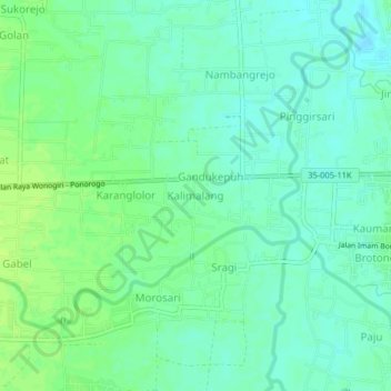 Kalimalang topographic map, elevation, terrain
