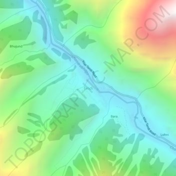 Tindi topographic map, elevation, terrain