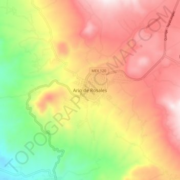 Ario de Rosales topographic map, elevation, terrain